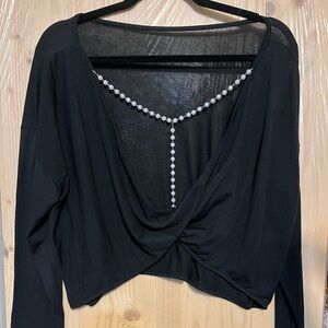 NWT chic me pearl T back light weight long sleeve top